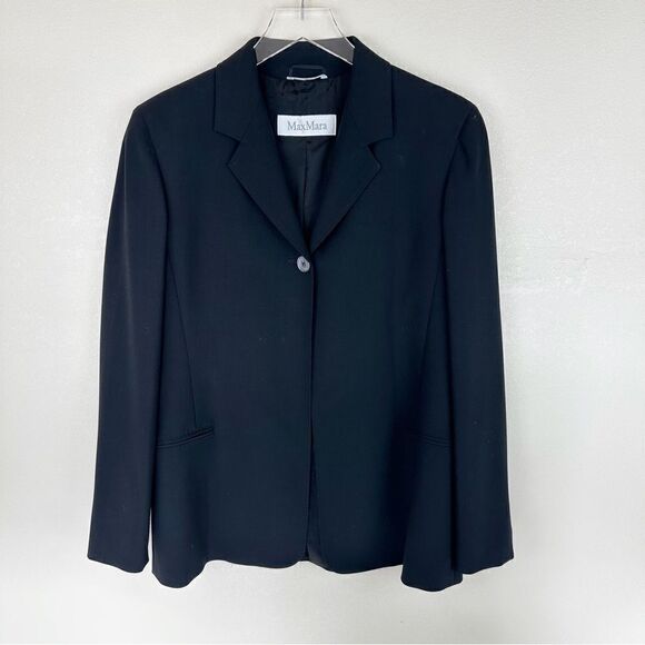 Max Mara Black Blazer Jacket Business Sport Coat Size 10 - Picture 1 of 5